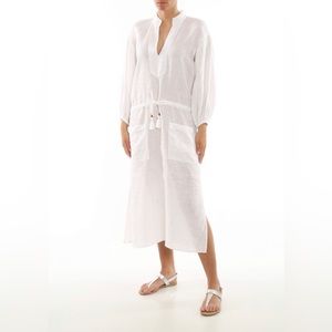 New with Tags, Tory Burch White Linen Caftan Dress, Size M